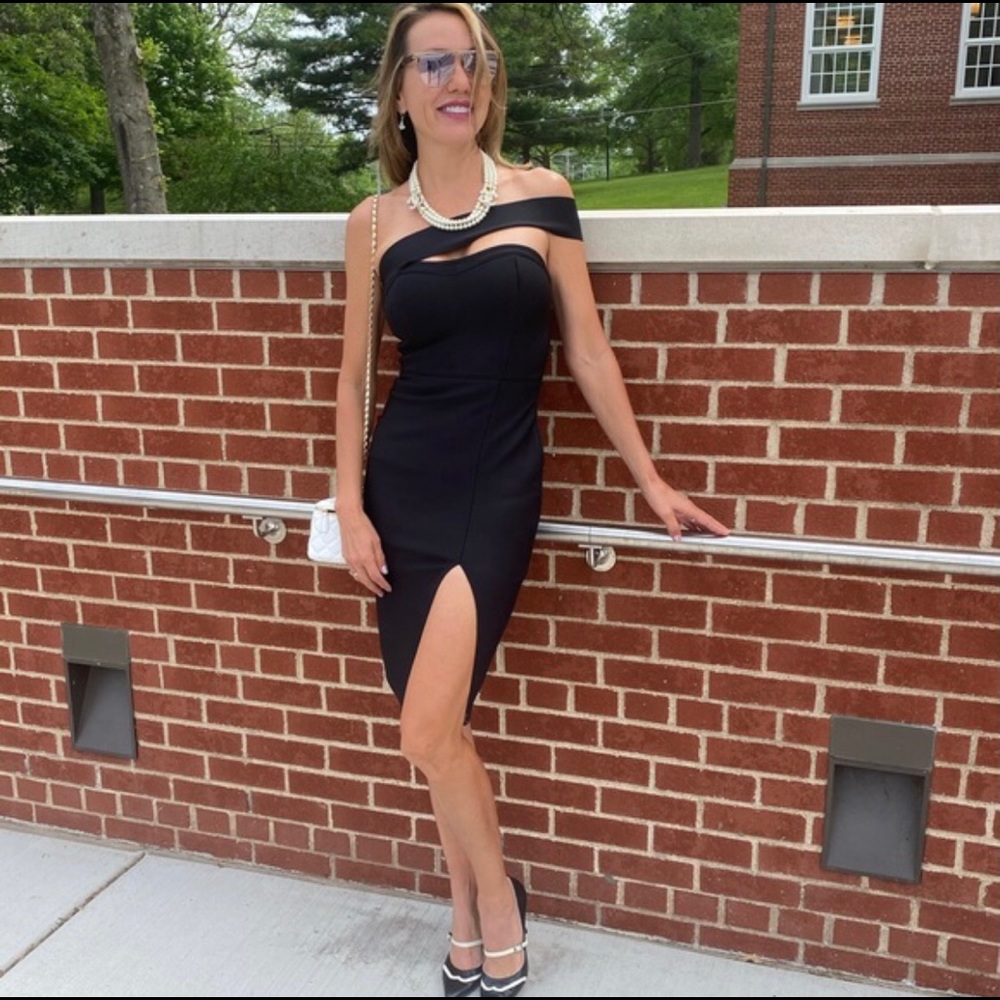 Bandage Asymmetrical Midi Dress Black - Picture 14 of 15